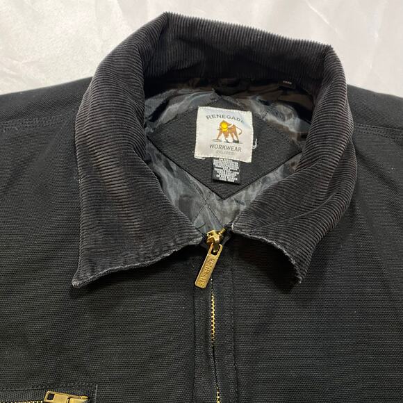 Renegade Workwear Jacket 2XL Black Canvas Cotton Nylon Full Zip Vintage Heavy - Picture 3 of 5